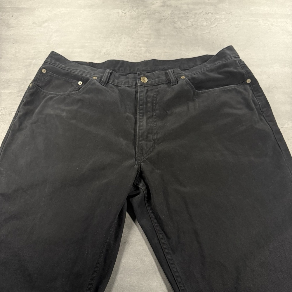 Polo Ralph Lauren Dungarees Pants 40x32 Black Chino Straight‎ Leg Leather Patch